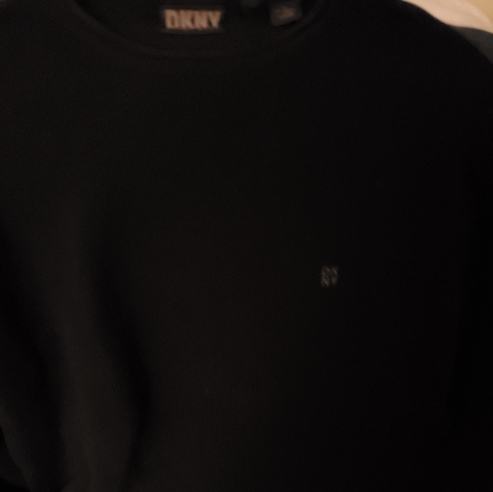 DKNY mens long sleeve sweater black wide size L